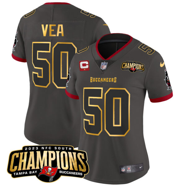 Women's Buccaneers 2023 NFC South Champions Patch Gold Trim Vapor Jersey - All Stitched - Image 33