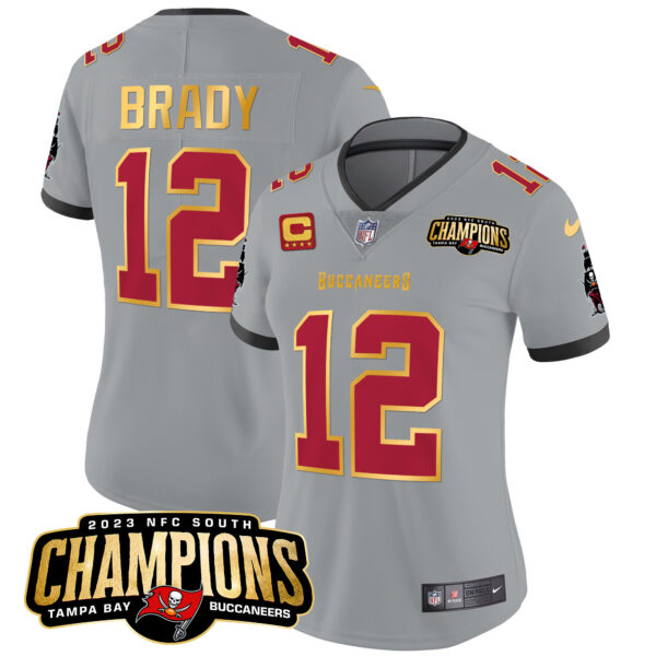 Women's Buccaneers 2023 NFC South Champions Patch Gold Trim Vapor Jersey - All Stitched - Image 36