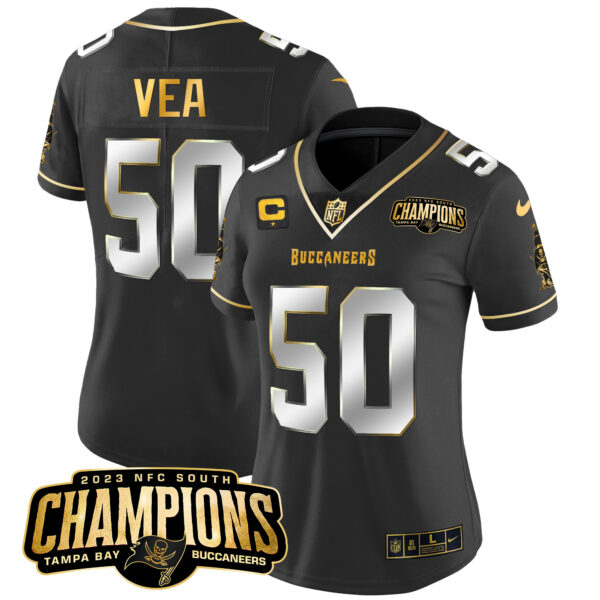 Women's Buccaneers 2023 NFC South Champions Patch Gold Vapor Jersey - All Stitched - Image 12