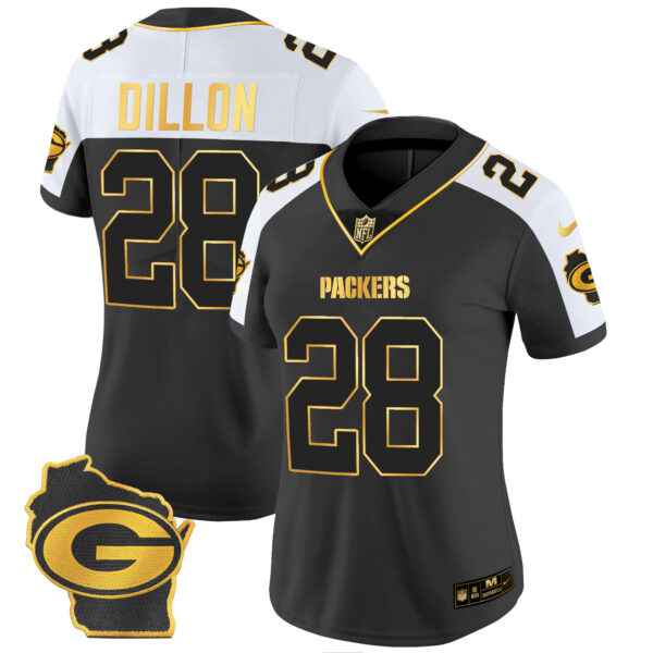 Women's Packers Home Patch Gold Vapor Jersey - All Stitched - Image 2