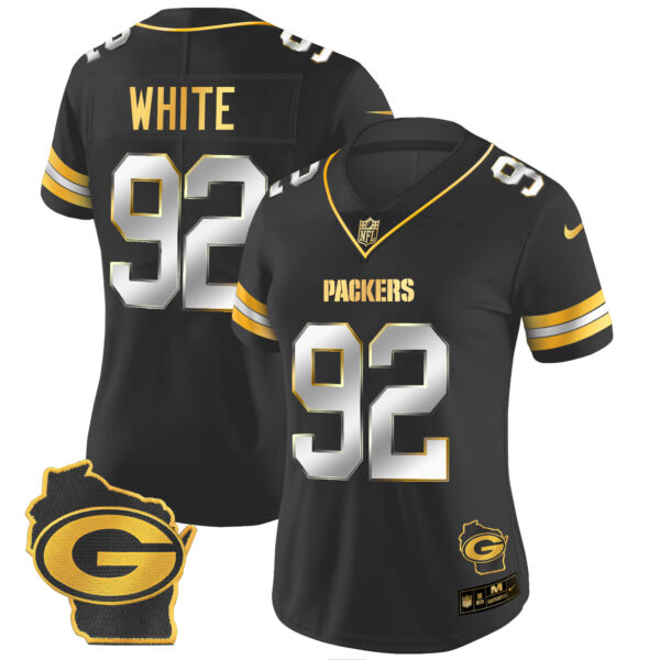 Women's Packers Home Patch Gold Vapor Jersey - All Stitched - Image 12