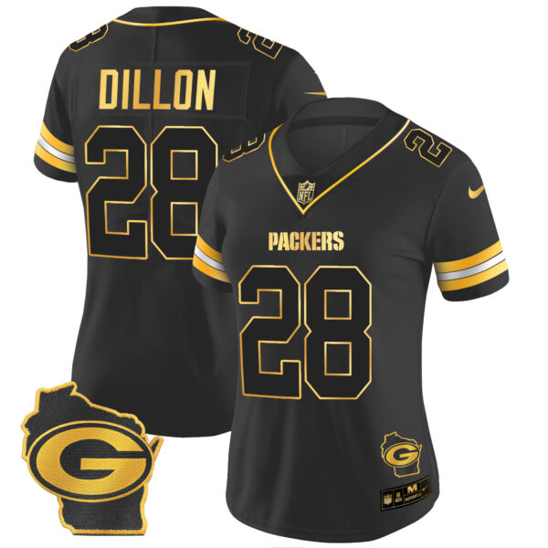 Women's Packers Home Patch Gold Vapor Jersey - All Stitched - Image 14