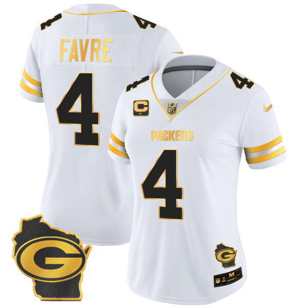 Women's Packers Home Patch Gold Vapor Jersey - All Stitched - Image 23