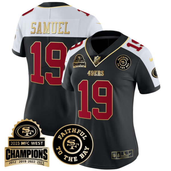 Women's 49ers 2023 NFC West Champions Patch Vapor Jersey V3 - All Stitched - Image 2