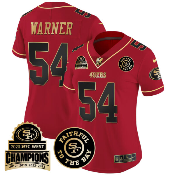 Women's 49ers 2023 NFC West Champions Patch Vapor Jersey V3 - All Stitched - Image 25