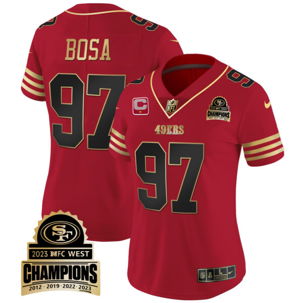 Women's 49ers 2023 NFC West Champions Patch Vapor Jersey V4 - All Stitched - Image 17