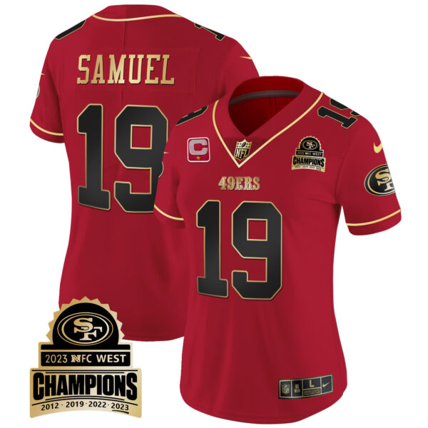 Women's 49ers 2023 NFC West Champions Patch Vapor Jersey V4 - All Stitched - Image 22