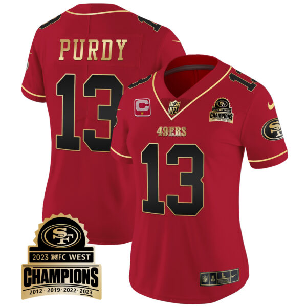 Women's 49ers 2023 NFC West Champions Patch Vapor Jersey V4 - All Stitched - Image 23