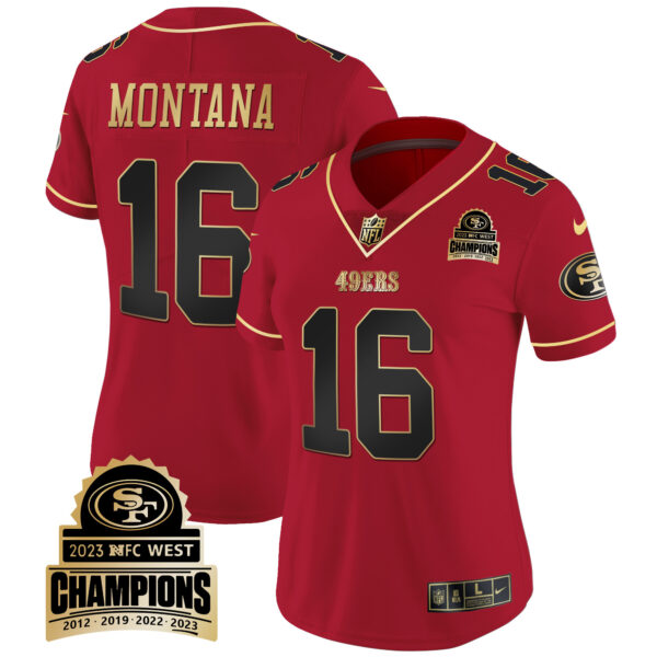 Women's 49ers 2023 NFC West Champions Patch Vapor Jersey V4 - All Stitched - Image 28
