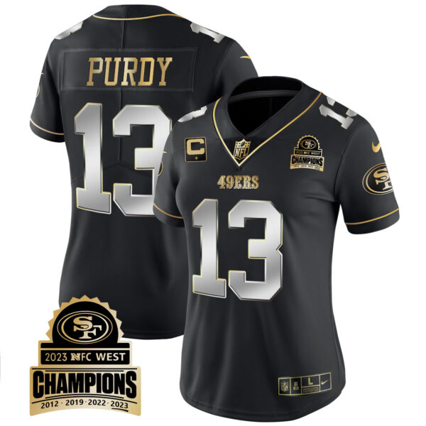 Women's 49ers 2023 NFC West Champions Patch Vapor Jersey V4 - All Stitched - Image 33