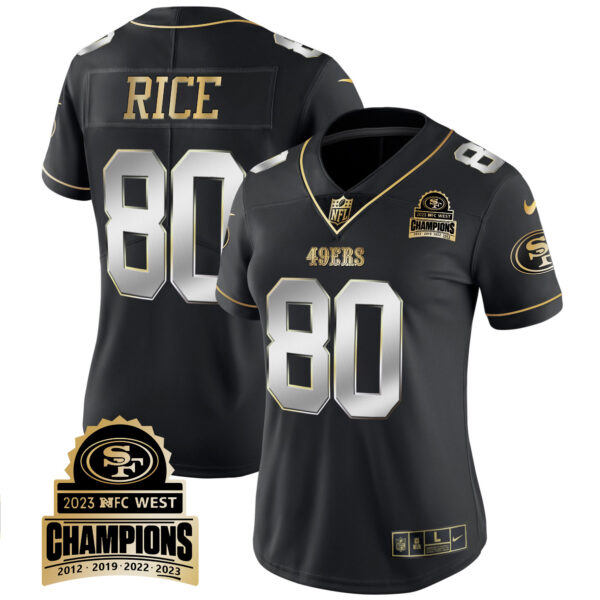 Women's 49ers 2023 NFC West Champions Patch Vapor Jersey V4 - All Stitched - Image 36