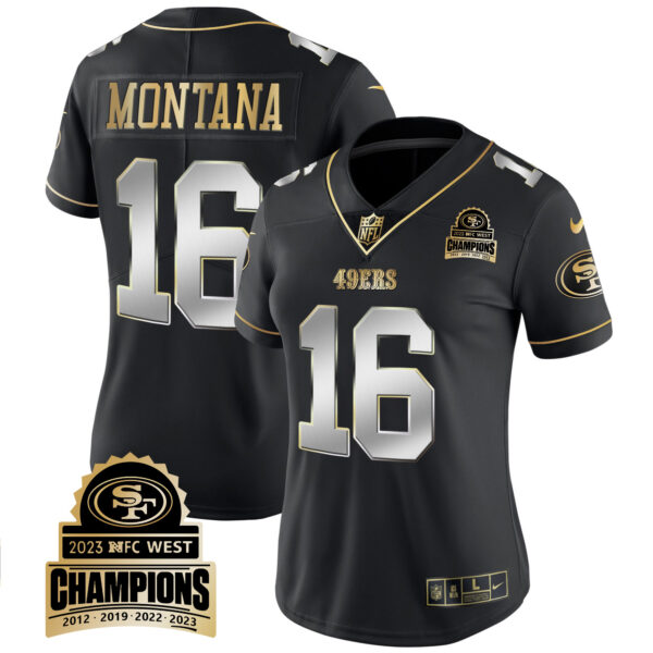 Women's 49ers 2023 NFC West Champions Patch Vapor Jersey V4 - All Stitched - Image 38