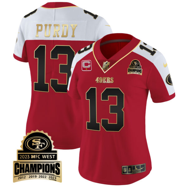 Women's 49ers 2023 NFC West Champions Patch Vapor Jersey V4 - All Stitched - Image 43