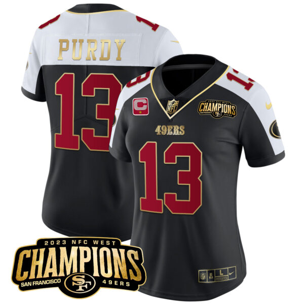 Women's 49ers 2023 NFC West Champions Patch Vapor Jersey V2 - All Stitched - Image 3