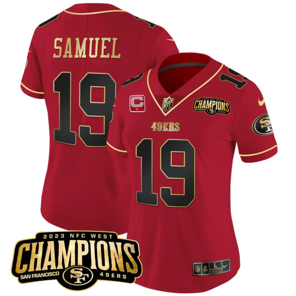 Women's 49ers 2023 NFC West Champions Patch Vapor Jersey V2 - All Stitched - Image 22