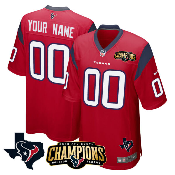 Houston Texans 2023 AFC South Champions Patch Game Custom Jersey - All Stitched - Image 3