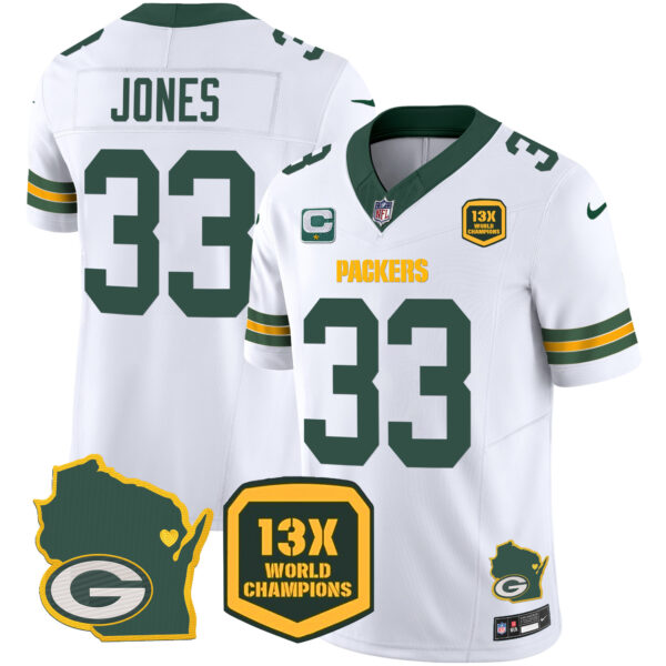 Men's Packers 13 Time World Champions & Home Patch Vapor Jersey V2 – All Stitched - Image 21