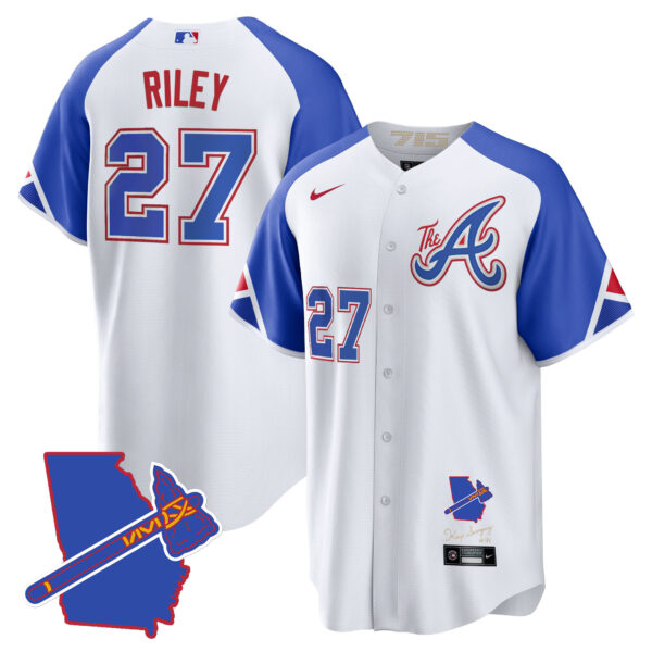 Men's Atlanta Braves The A Gold Cool Base Jersey - Georgia Patch - All Stitched - Image 33