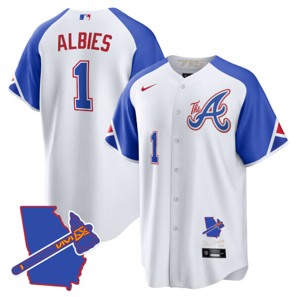 Men's Atlanta Braves The A Gold Cool Base Jersey - Georgia Patch - All Stitched - Image 36
