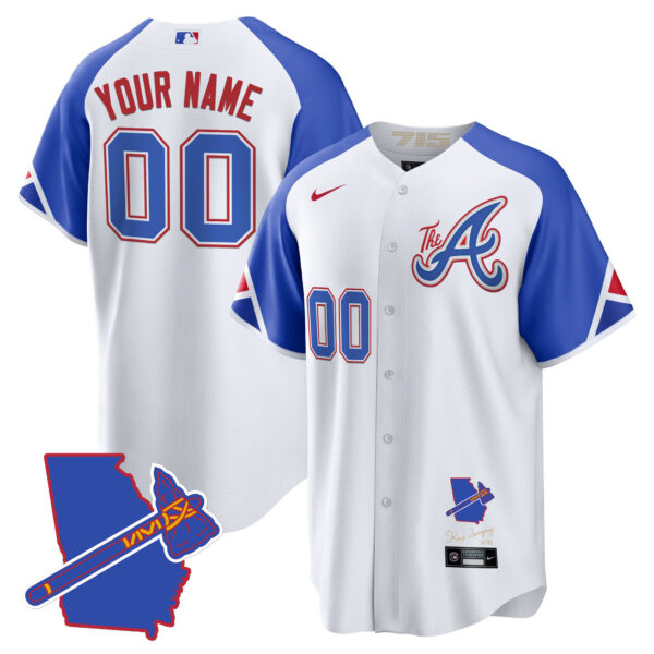 Atlanta Braves The A Gold Cool Base Custom Jersey - Georgia Patch - All Stitched - Image 4