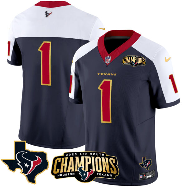 Men's Houston Texans 2023 AFC South Champions Patch Gold Trim Vapor Jersey - All Stitched - Image 6