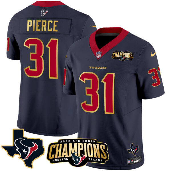 Men's Houston Texans 2023 AFC South Champions Patch Gold Trim Vapor Jersey - All Stitched - Image 21