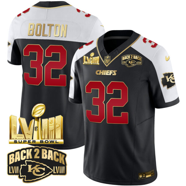 Men's Chiefs Super Bowl LVIII & Back 2 Back Gold Patch Vapor Jersey - All Stitched - Image 6