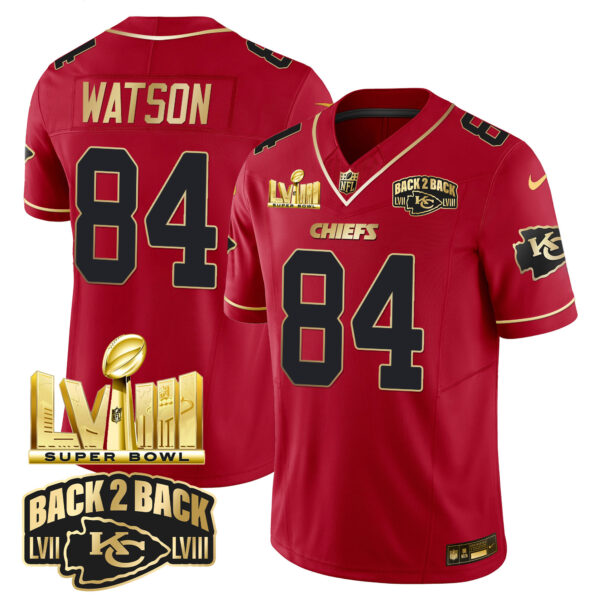 Men's Chiefs Super Bowl LVIII & Back 2 Back Gold Patch Vapor Jersey - All Stitched - Image 29