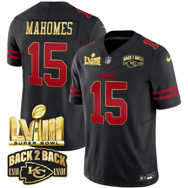 Men's Chiefs Super Bowl LVIII & Back 2 Back Gold Patch Vapor Jersey - All Stitched - Image 33