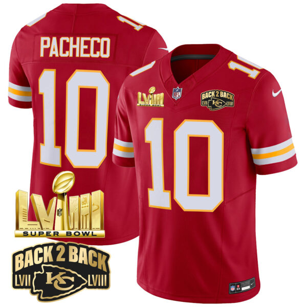 Men's Chiefs Super Bowl LVIII & Back 2 Back Gold Patch Vapor Jersey - All Stitched - Image 44