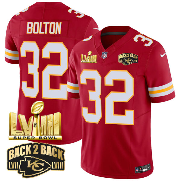 Men's Chiefs Super Bowl LVIII & Back 2 Back Gold Patch Vapor Jersey - All Stitched - Image 46