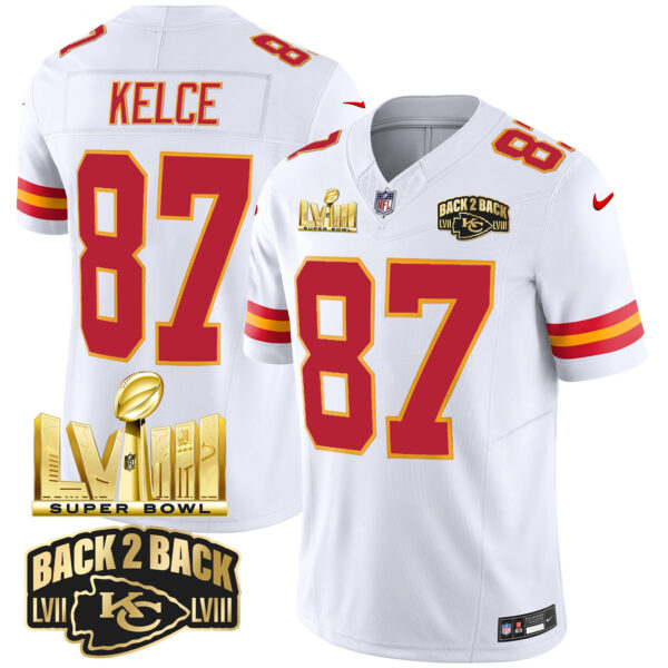 Men's Chiefs Super Bowl LVIII & Back 2 Back Gold Patch Vapor Jersey - All Stitched - Image 50