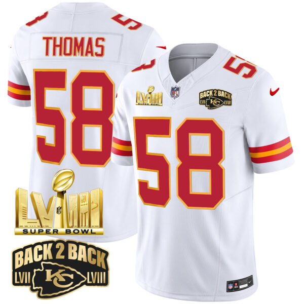 Men's Chiefs Super Bowl LVIII & Back 2 Back Gold Patch Vapor Jersey - All Stitched - Image 51