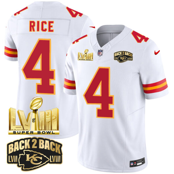 Men's Chiefs Super Bowl LVIII & Back 2 Back Gold Patch Vapor Jersey - All Stitched - Image 55