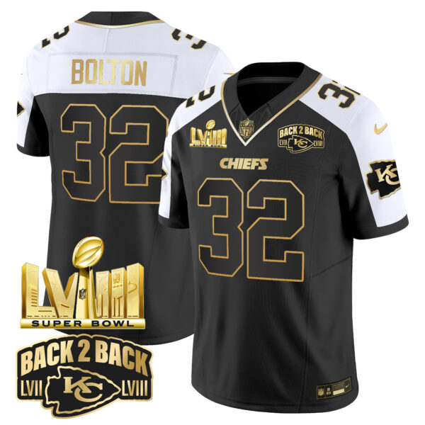 Youth's Chiefs Super Bowl LVIII & Back 2 Back Gold Patch Vapor Jersey V2 - All Stitched - Image 27