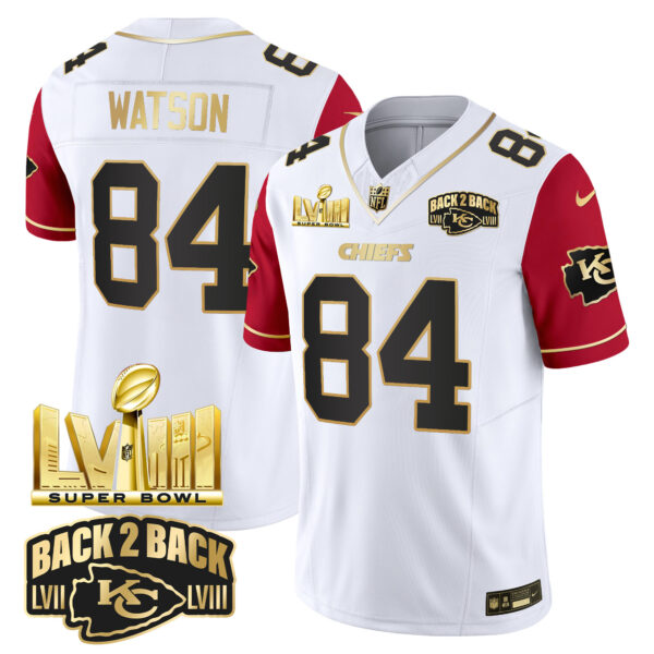 Youth's Chiefs Super Bowl LVIII & Back 2 Back Gold Patch Vapor Jersey V2 - All Stitched - Image 40