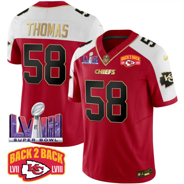 Men's Chiefs Super Bowl LVIII & Back 2 Back Patch Vapor Jersey - All Stitched - Image 10