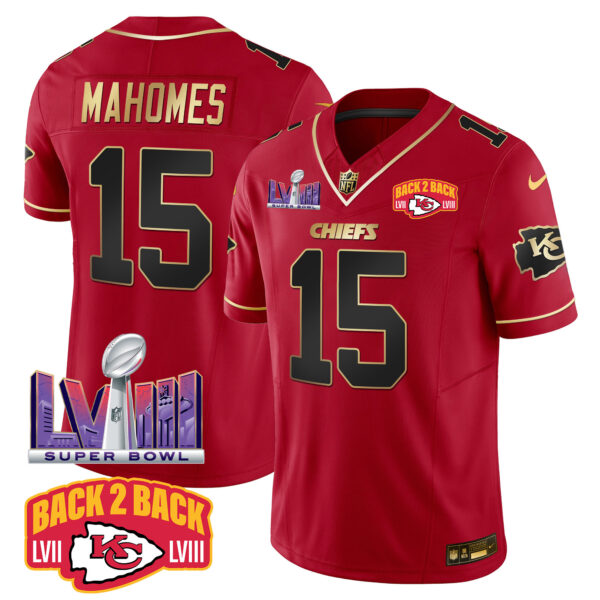 Men's Chiefs Super Bowl LVIII & Back 2 Back Patch Vapor Jersey - All Stitched - Image 22