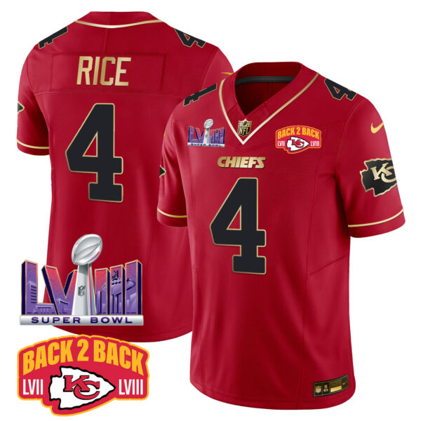 Men's Chiefs Super Bowl LVIII & Back 2 Back Patch Vapor Jersey - All Stitched - Image 28