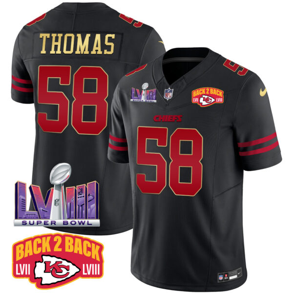 Men's Chiefs Super Bowl LVIII & Back 2 Back Patch Vapor Jersey - All Stitched - Image 31