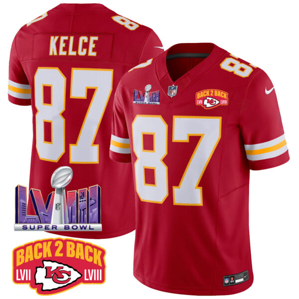 Men's Chiefs Super Bowl LVIII & Back 2 Back Patch Vapor Jersey - All Stitched - Image 37