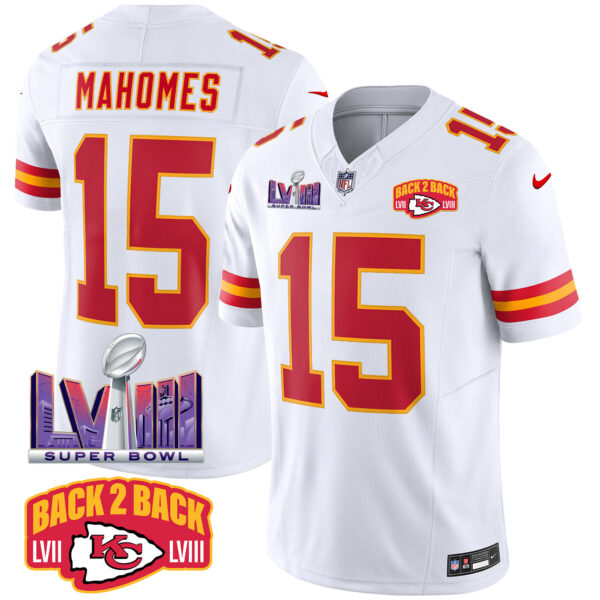 Men's Chiefs Super Bowl LVIII & Back 2 Back Patch Vapor Jersey - All Stitched - Image 43