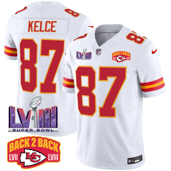 Men's Chiefs Super Bowl LVIII & Back 2 Back Patch Vapor Jersey - All Stitched - Image 44