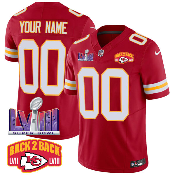 Chiefs Super Bowl LVIII & Back 2 Back Patch Vapor Custom Jersey - All Stitched - Image 6