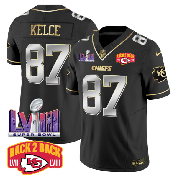 Men's Chiefs Super Bowl LVIII & Back 2 Back Patch Vapor Jersey V2 - All Stitched - Image 2