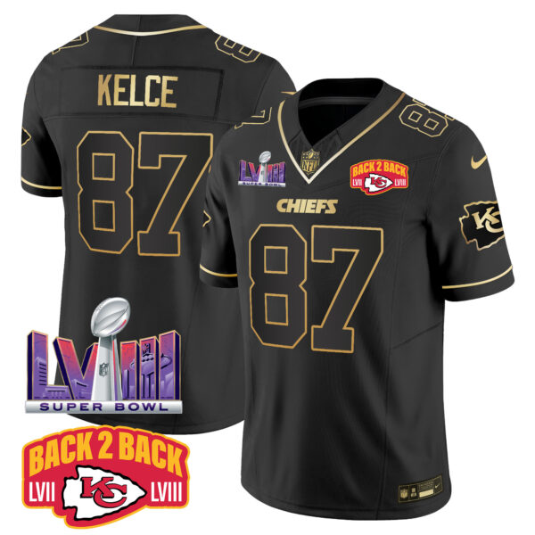 Men's Chiefs Super Bowl LVIII & Back 2 Back Patch Vapor Jersey V2 - All Stitched - Image 9