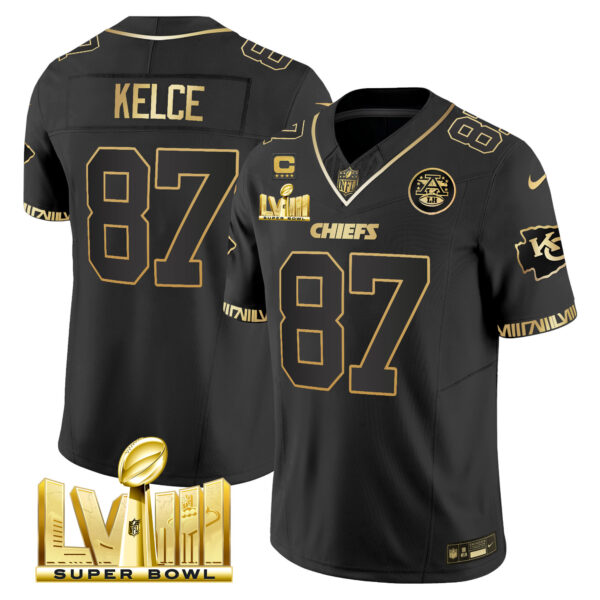 Men's Chiefs Super Bowl LVIII Pattern Gold Vapor Jersey - All Stitched - Image 9