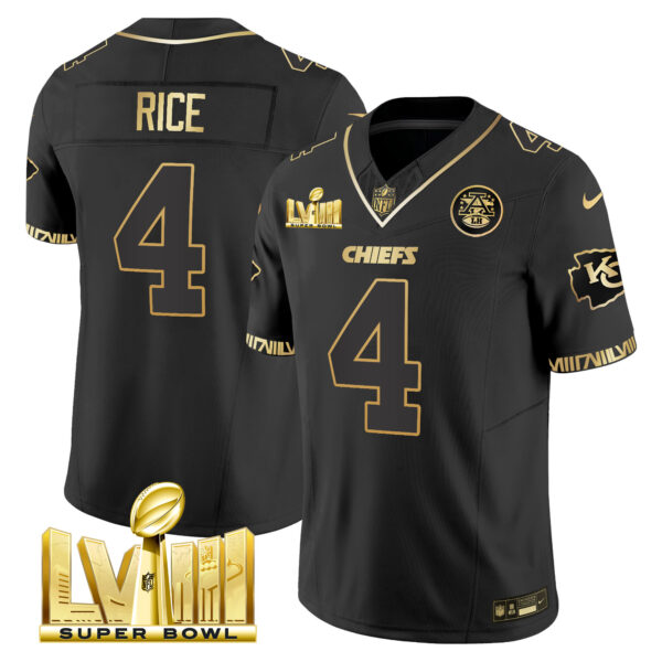 Men's Chiefs Super Bowl LVIII Pattern Gold Vapor Jersey - All Stitched - Image 14