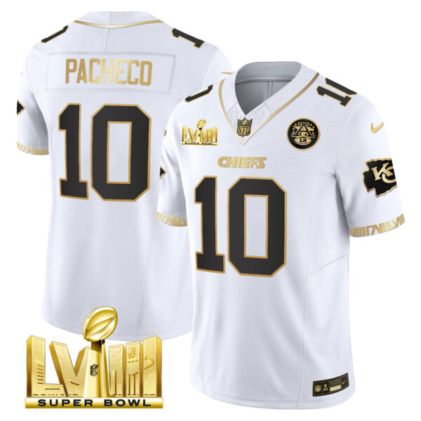 Men's Chiefs Super Bowl LVIII Pattern Gold Vapor Jersey - All Stitched - Image 18