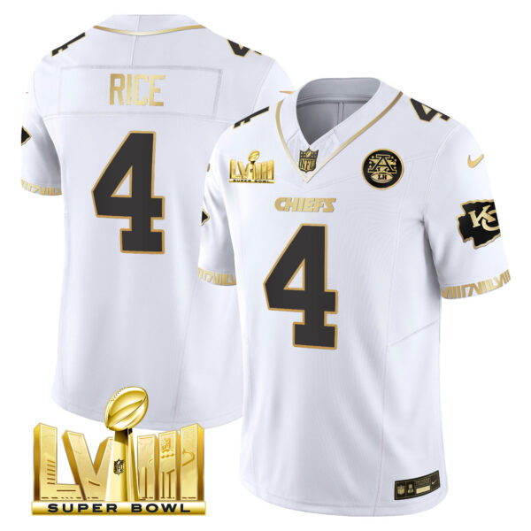 Men's Chiefs Super Bowl LVIII Pattern Gold Vapor Jersey - All Stitched - Image 21